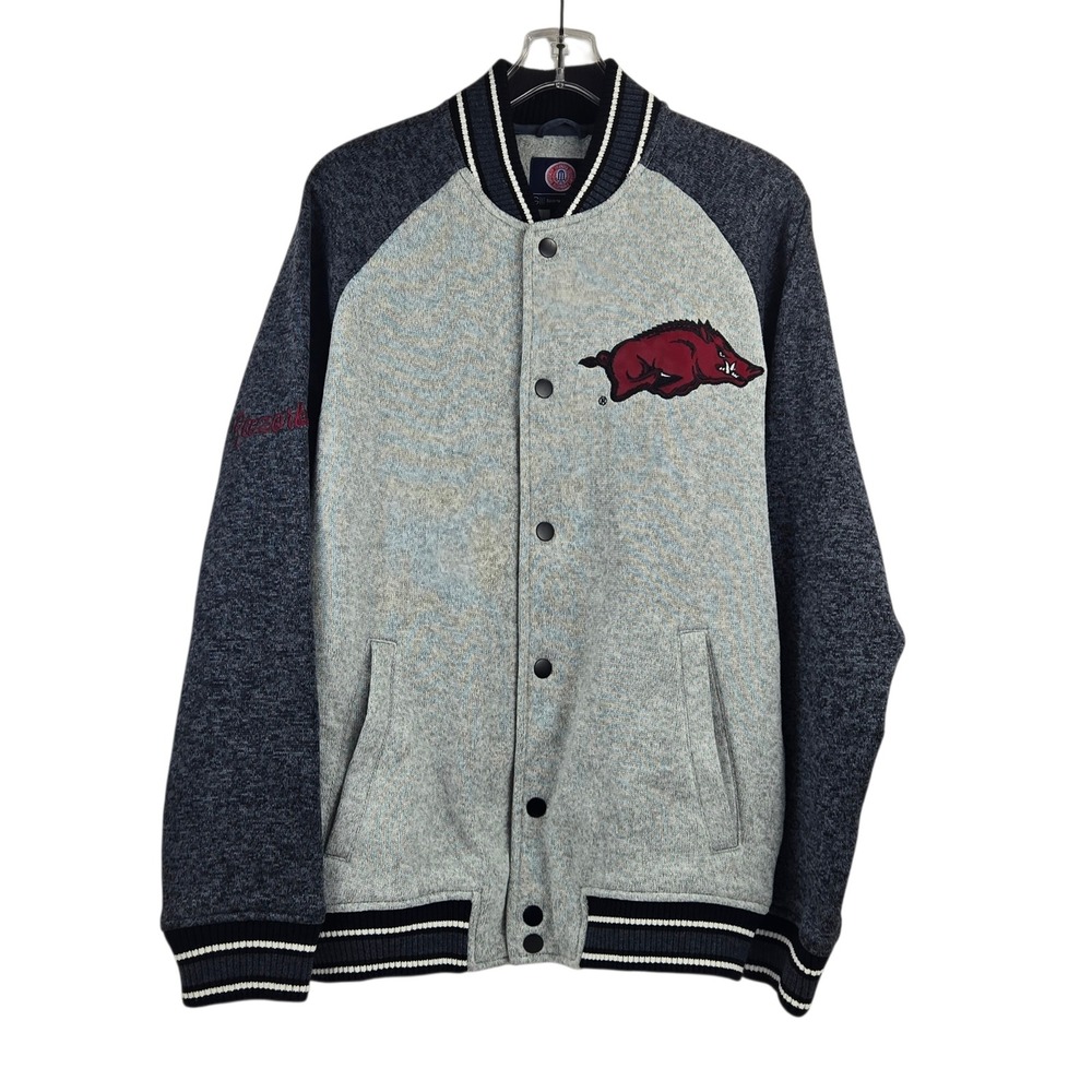 G-III Sports Varsity Style Jacket NCAA Arkansas Razorbacks Fleece‎ Gray Men's L